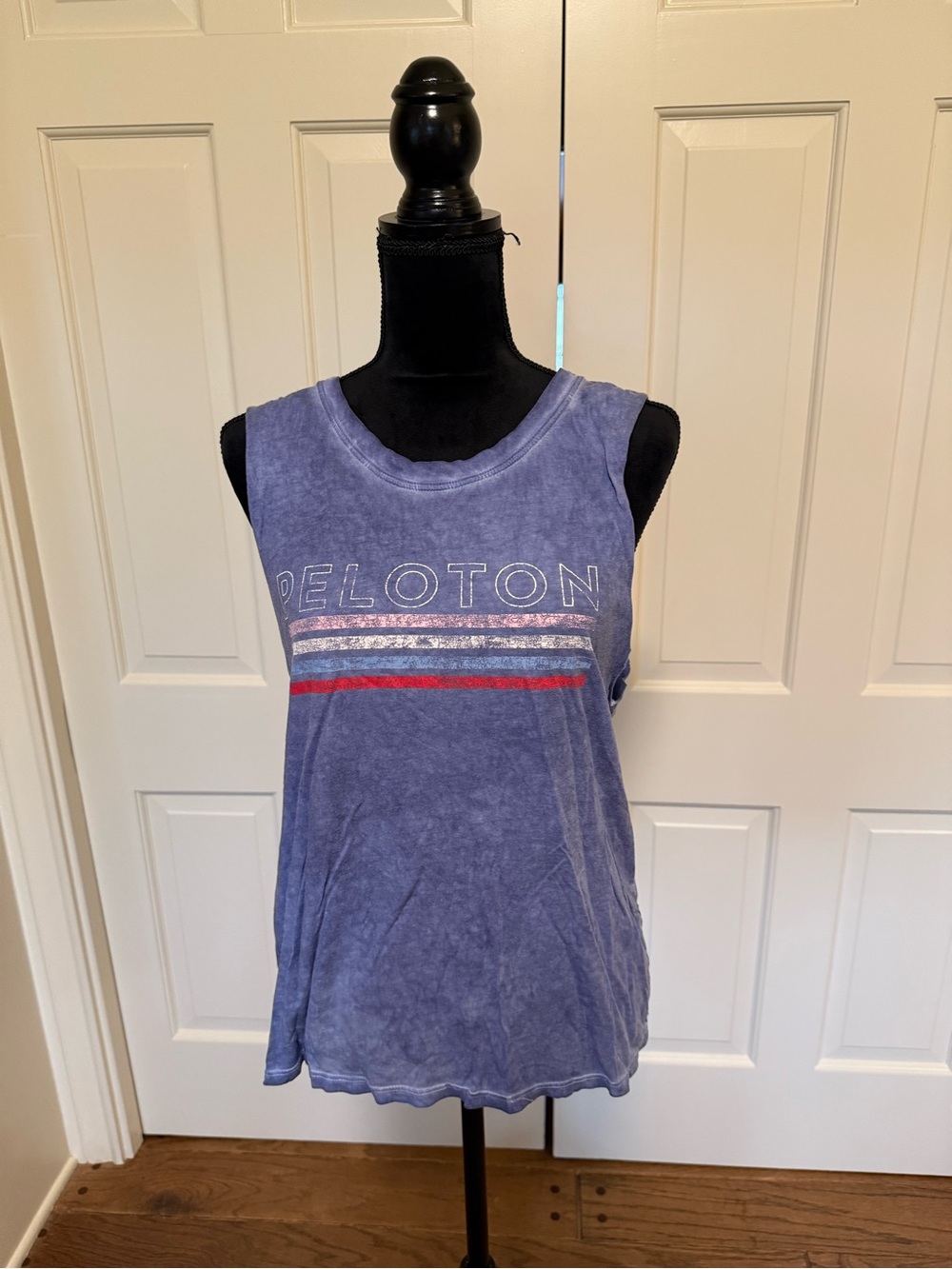 Peloton Purple-Blue Washed Tank with Stripe Detail